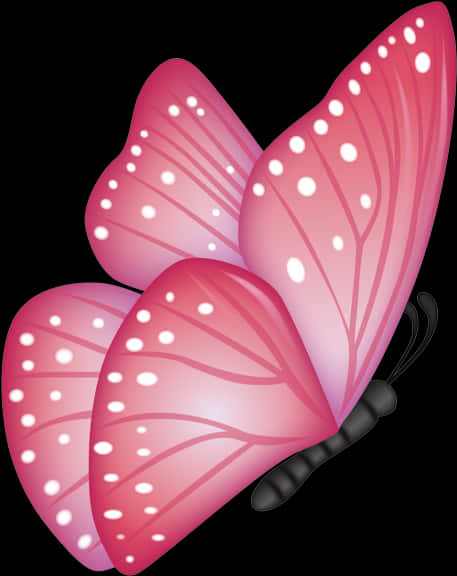 A Pink Butterfly With White Dots