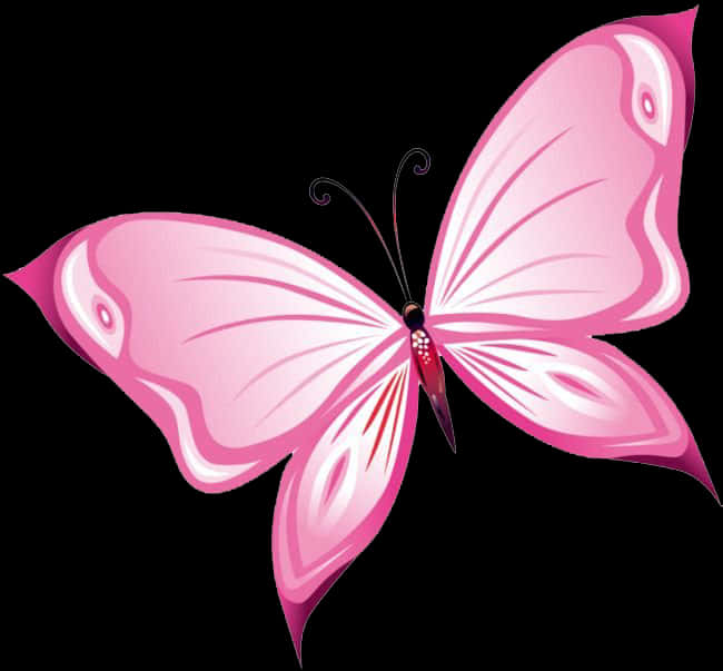 A Pink Butterfly With Black Background