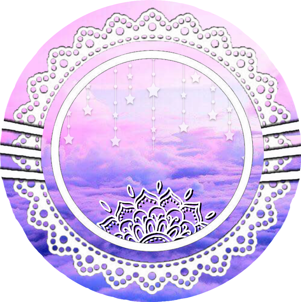 A Circular Design With Stars And Clouds