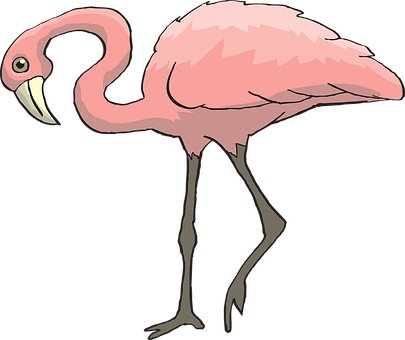 A Pink Flamingo With Long Legs And Sharp Teeth
