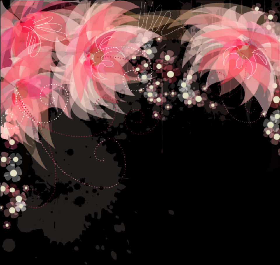 A Pink Flowers On A Black Background