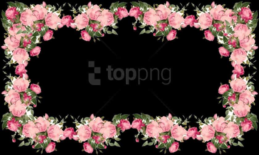 A Rectangular Frame Of Pink Flowers