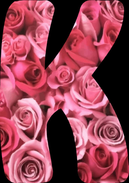 A Letter K Made Of Pink Roses