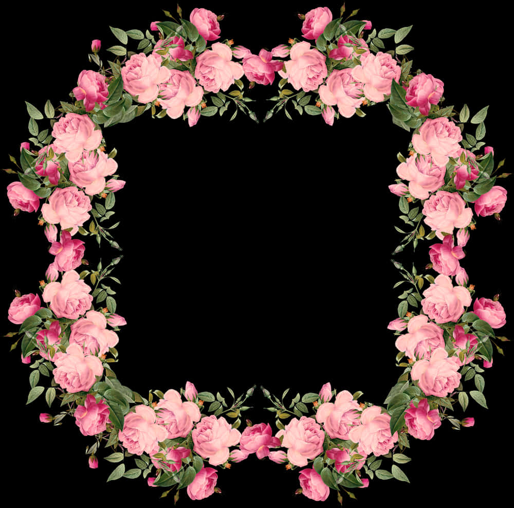 A Square Frame Of Pink Flowers