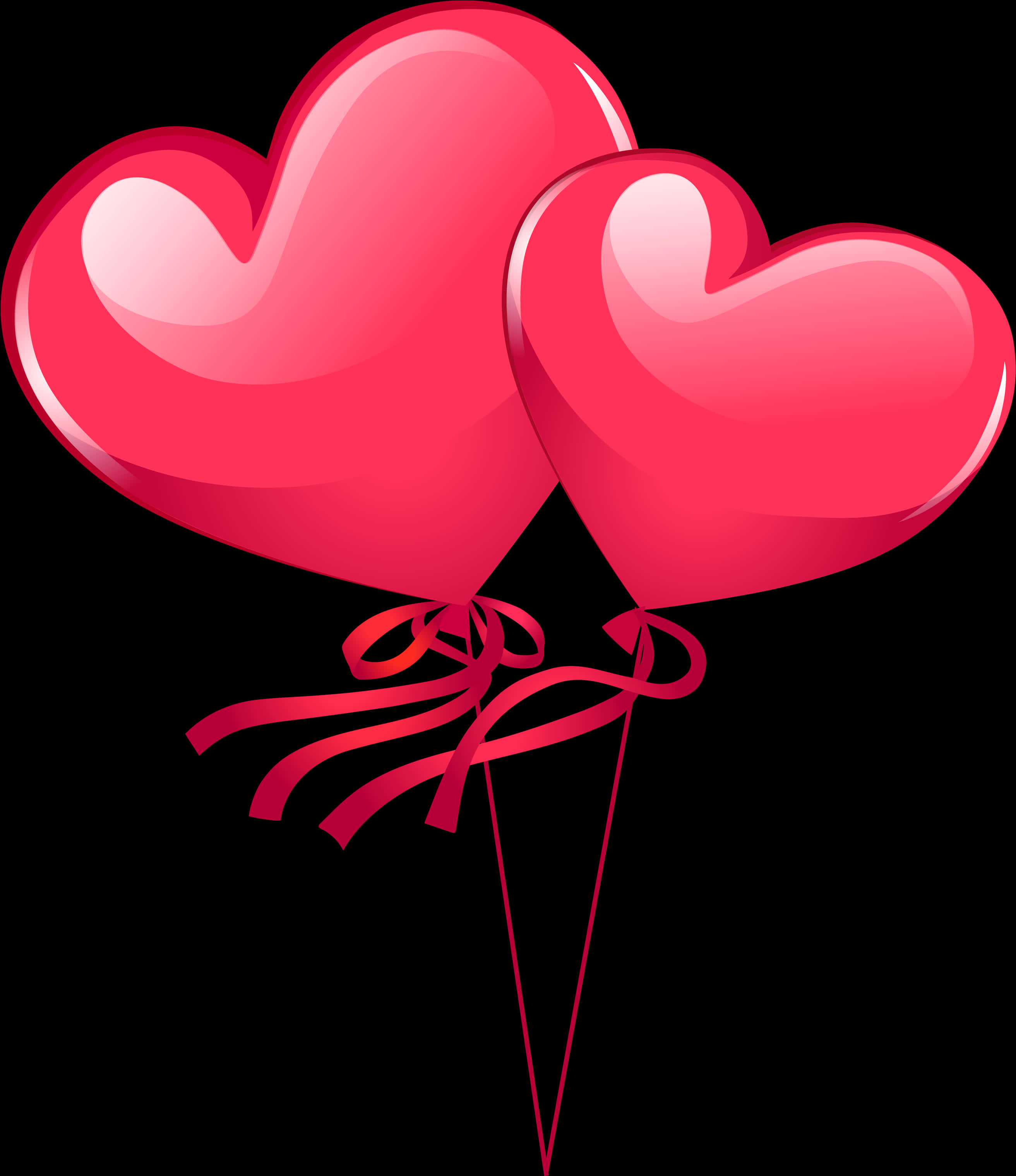 Two Pink Heart Shaped Balloons