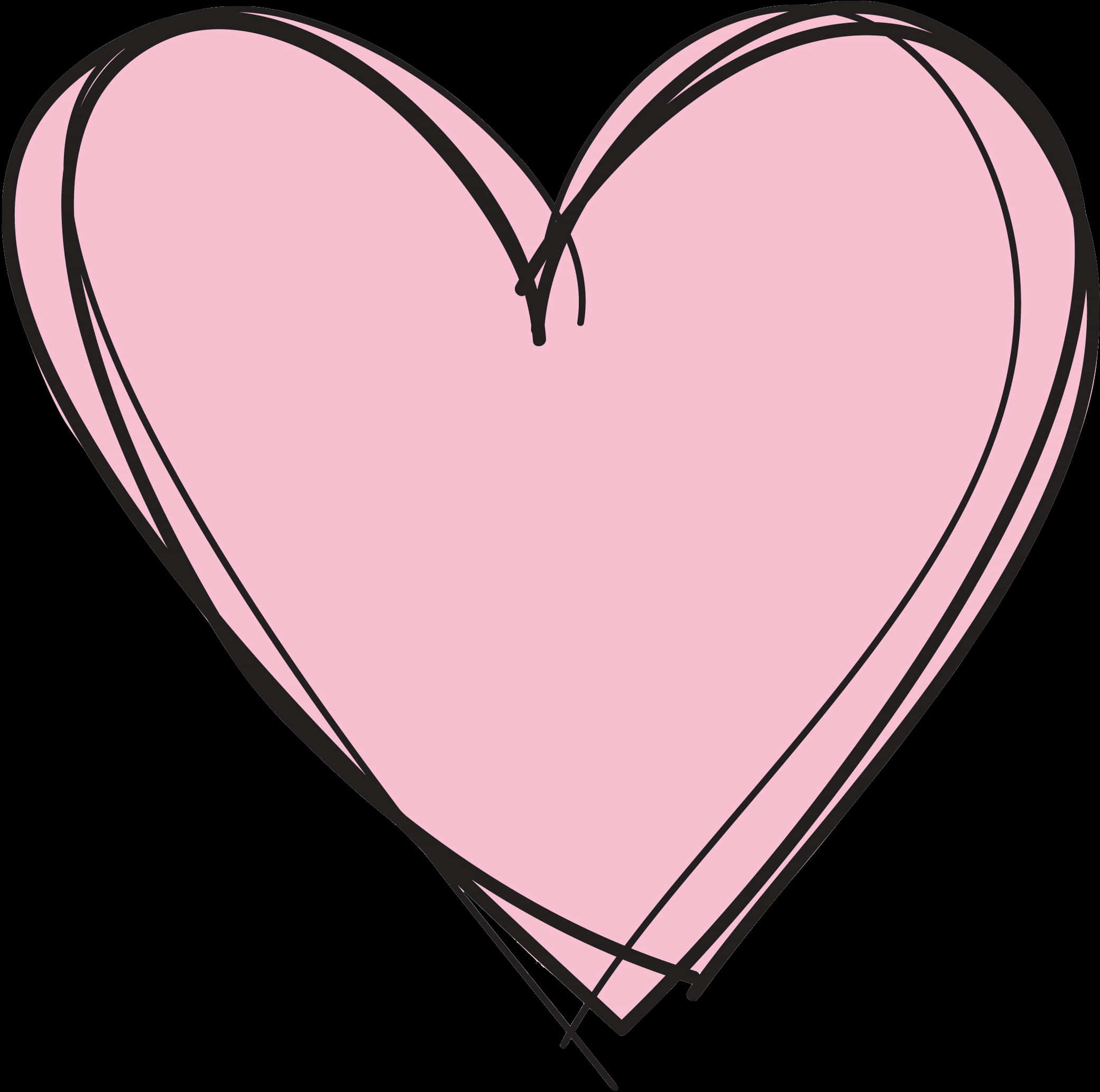 A Pink Heart With Black Lines