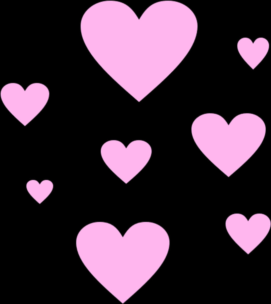 A Group Of Pink Hearts On A Black Background