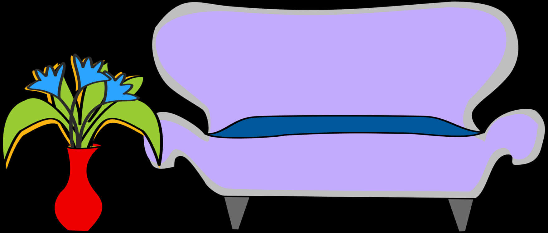 A Purple Couch With A Blue Pillow