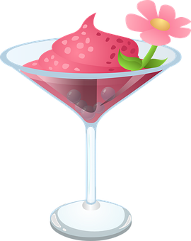 A Pink Drink With A Flower In It