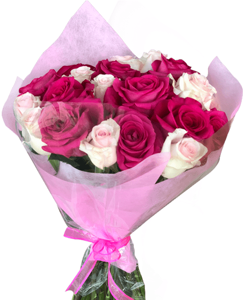 A Bouquet Of Pink And White Roses