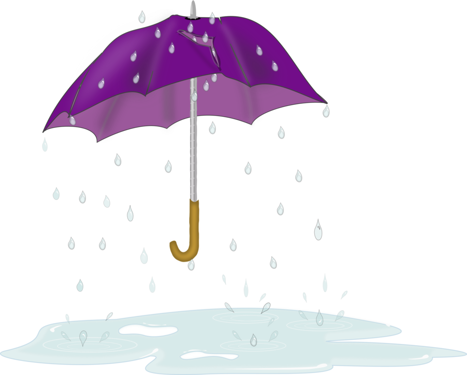A Purple Umbrella With Raindrops Falling From It