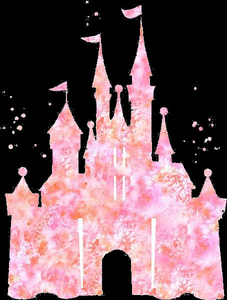 Pink Watercolor Disney Castle
