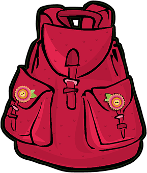 A Red Backpack With Flowers On It