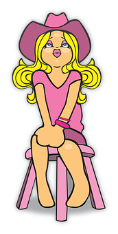 A Cartoon Of A Girl Sitting On A Chair
