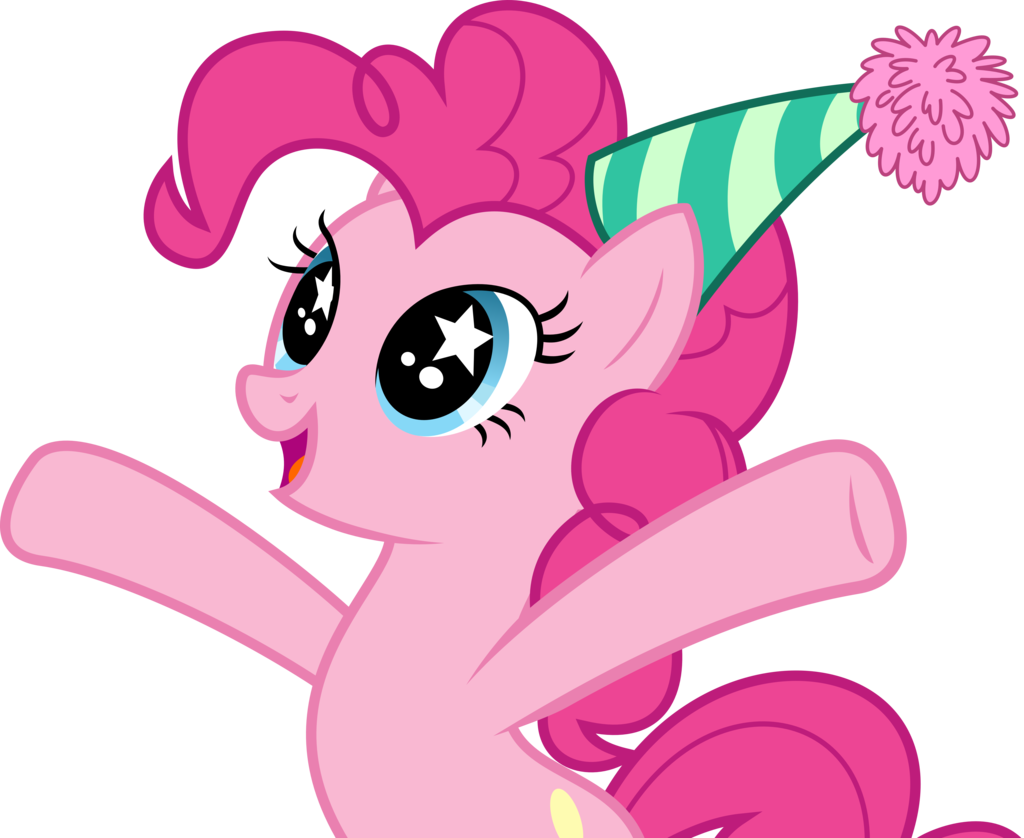 Cartoon Pink Pony With A Party Hat