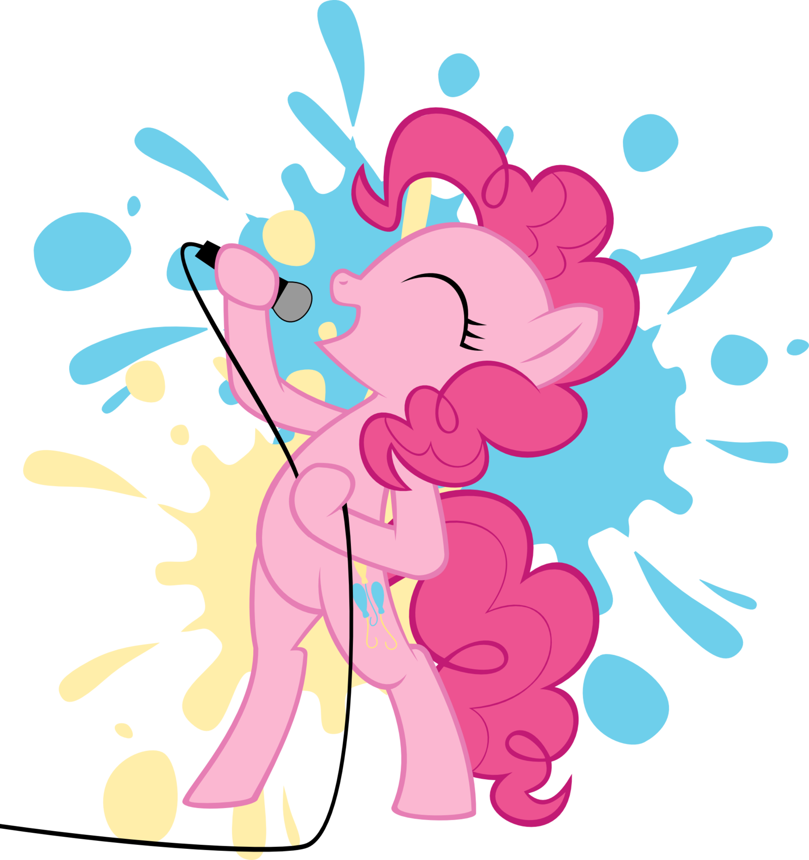 Cartoon Of A Pink Pony Singing Into A Microphone