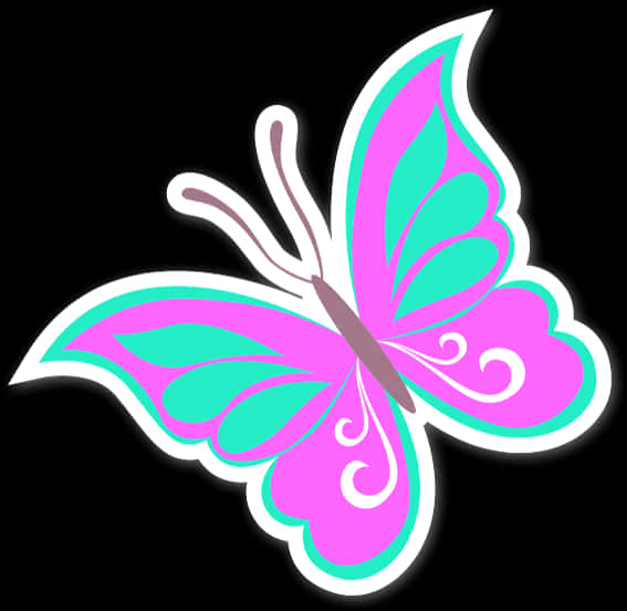 A Butterfly With Pink And Blue Wings