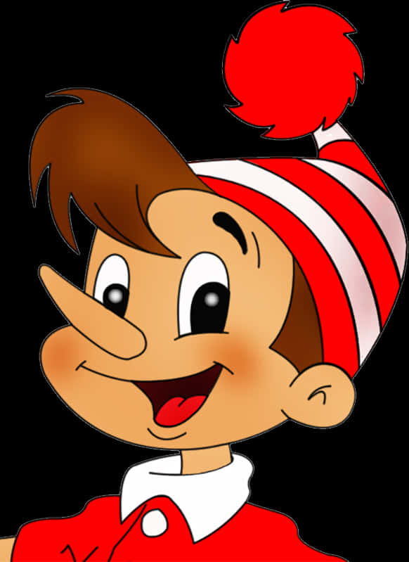 Cartoon Of A Boy Wearing A Striped Hat