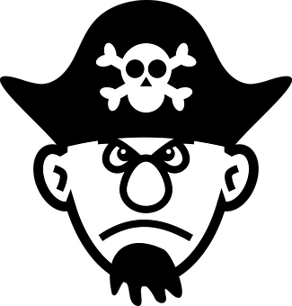 A Cartoon Of A Pirate With A Skull And Crossbones On A Black Background