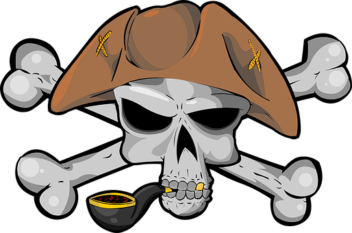 A Skull With A Hat And Crossbones Smoking A Pipe