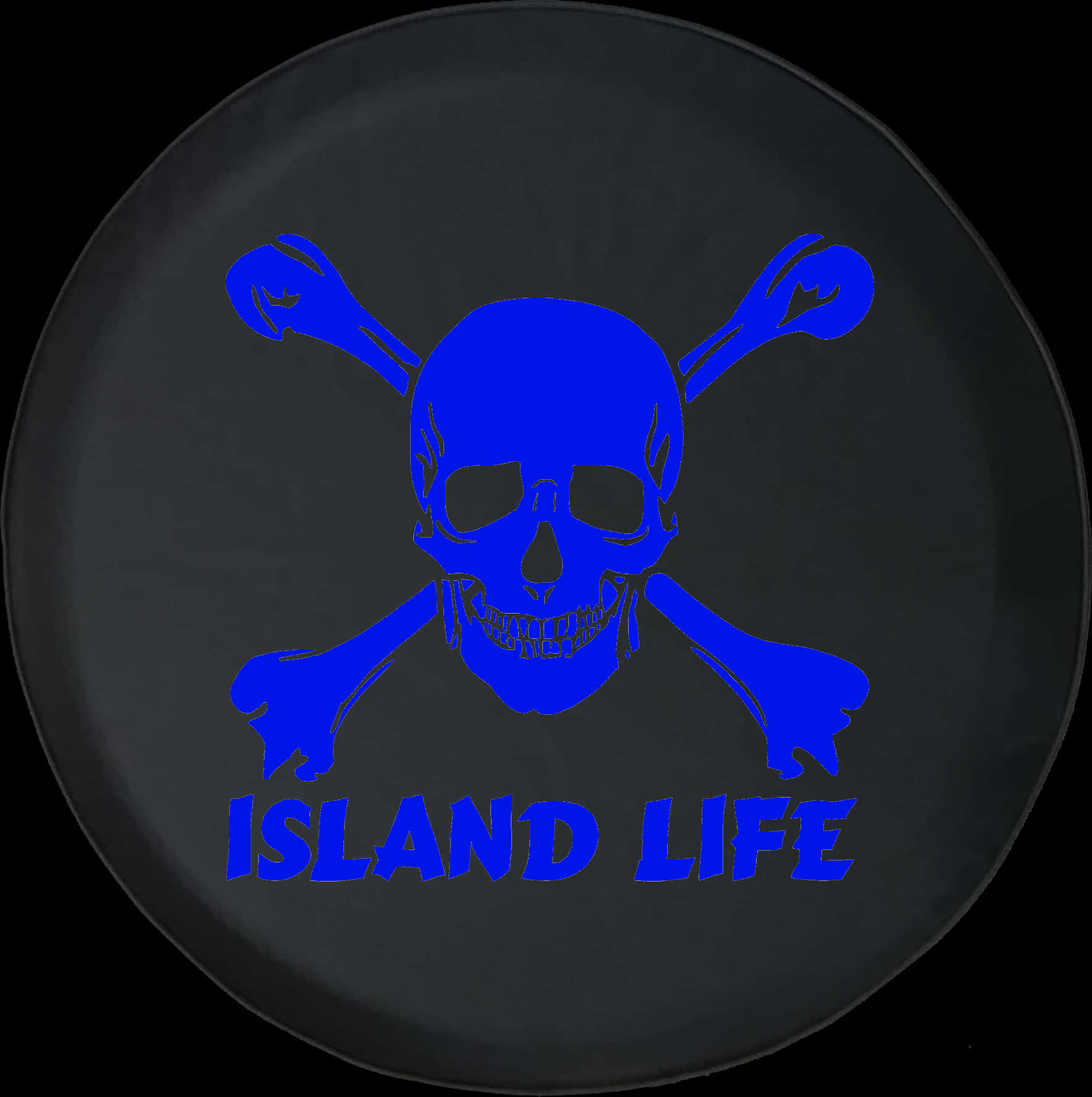 A Blue Skull And Crossbones On A Black Surface