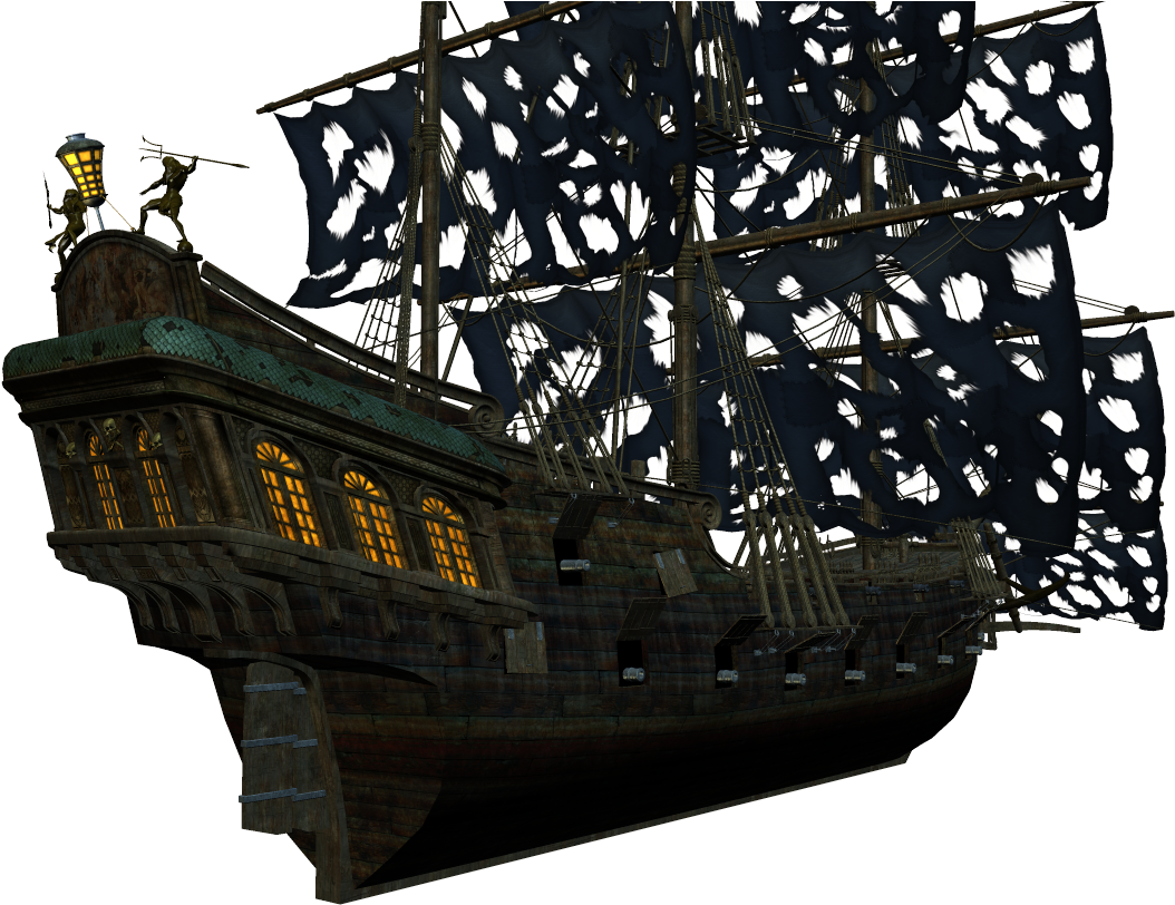 A Pirate Ship With Black Sails