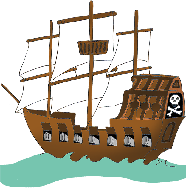 A Cartoon Of A Pirate Ship