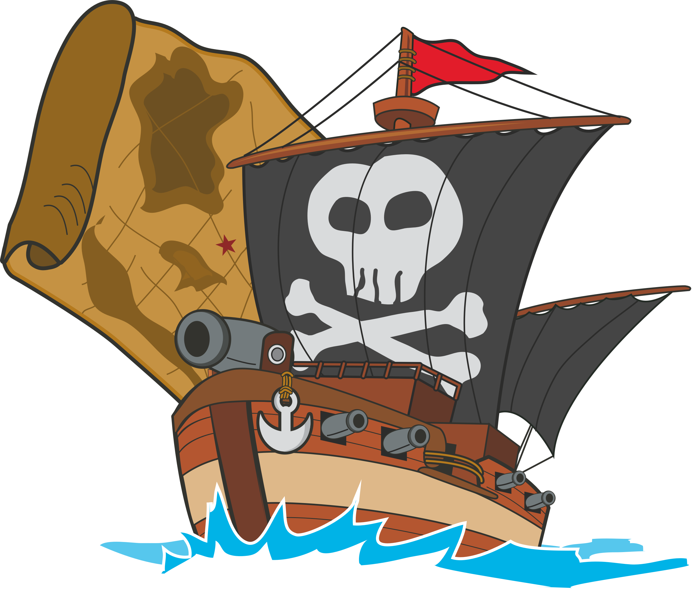 A Cartoon Of A Pirate Ship