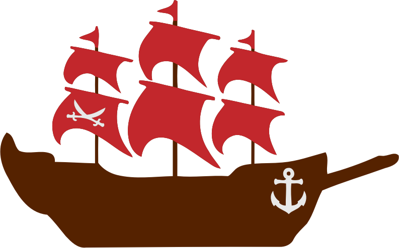 A Ship With Red Sails And A Anchor