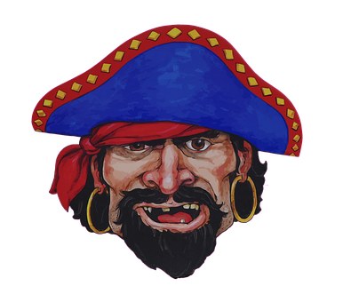 A Cartoon Of A Pirate With A Blue Hat