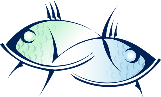 A Pair Of Fish With Blue Lines