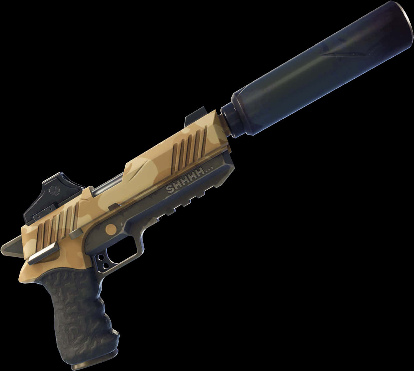 A Gold And Black Gun With A Black Barrel