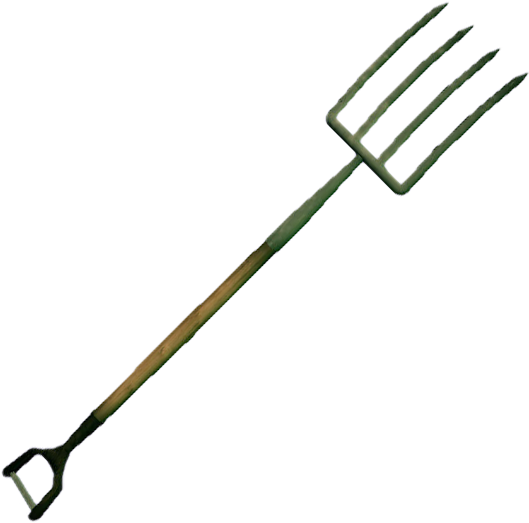 A Pitchfork With A Wooden Handle