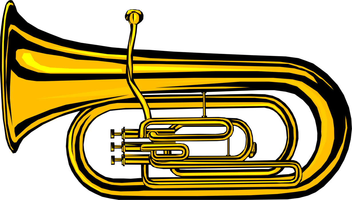 A Yellow And Black Illustration Of A Tuba