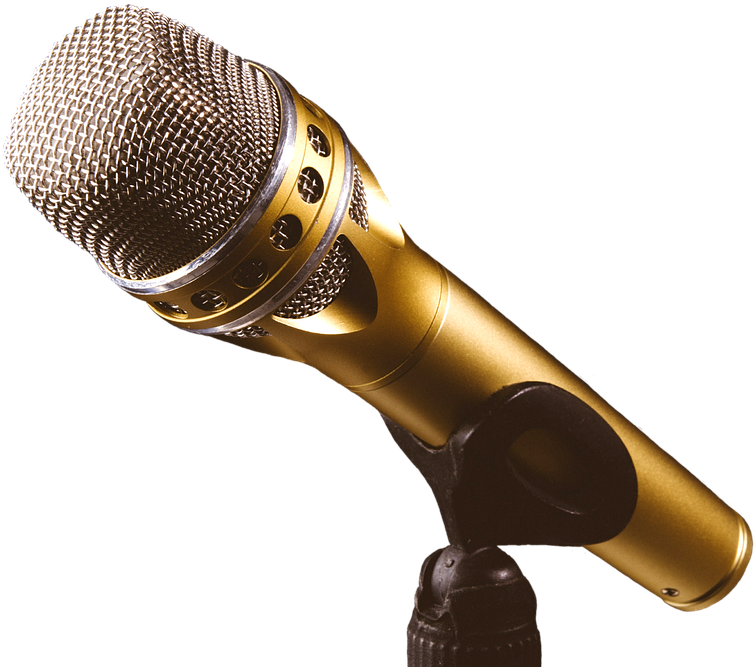 A Gold Microphone On A Black Background
