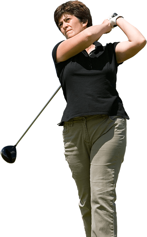 A Woman Swinging A Golf Club