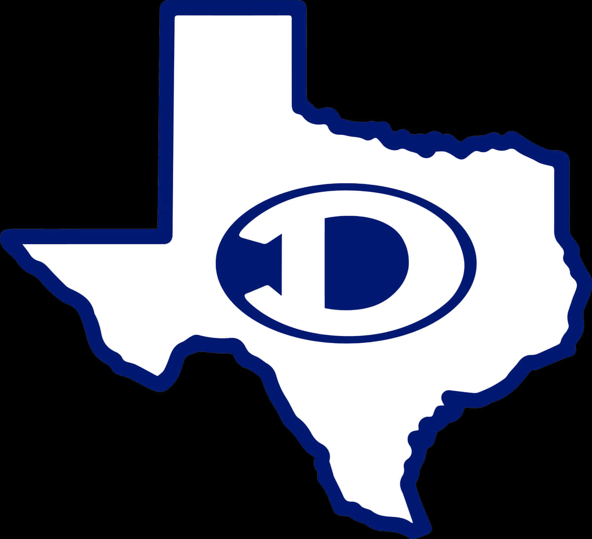 A Blue And White Outline Of A State With A Logo