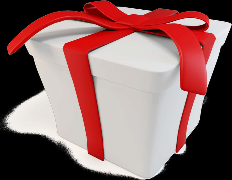 A White Box With A Red Ribbon