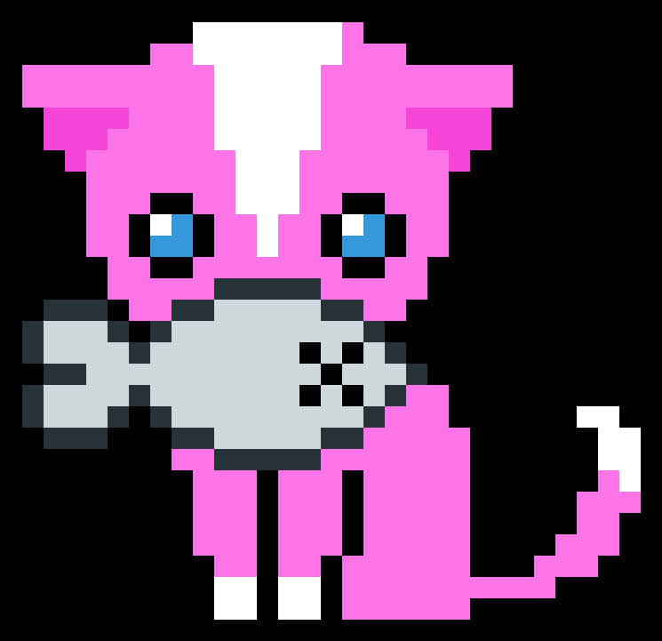A Pixel Art Of A Dog Holding A Fish