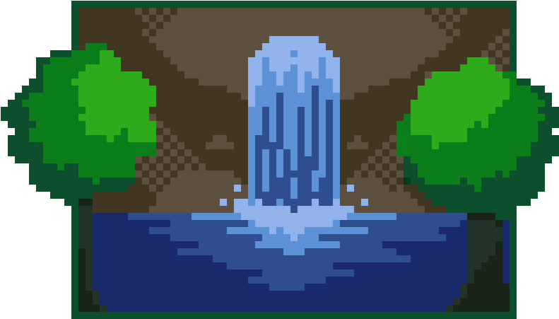 A Pixel Art Of A Waterfall