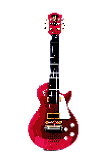 A Red Guitar With A Black Background