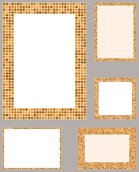 A Group Of Rectangular Frames With Orange Squares