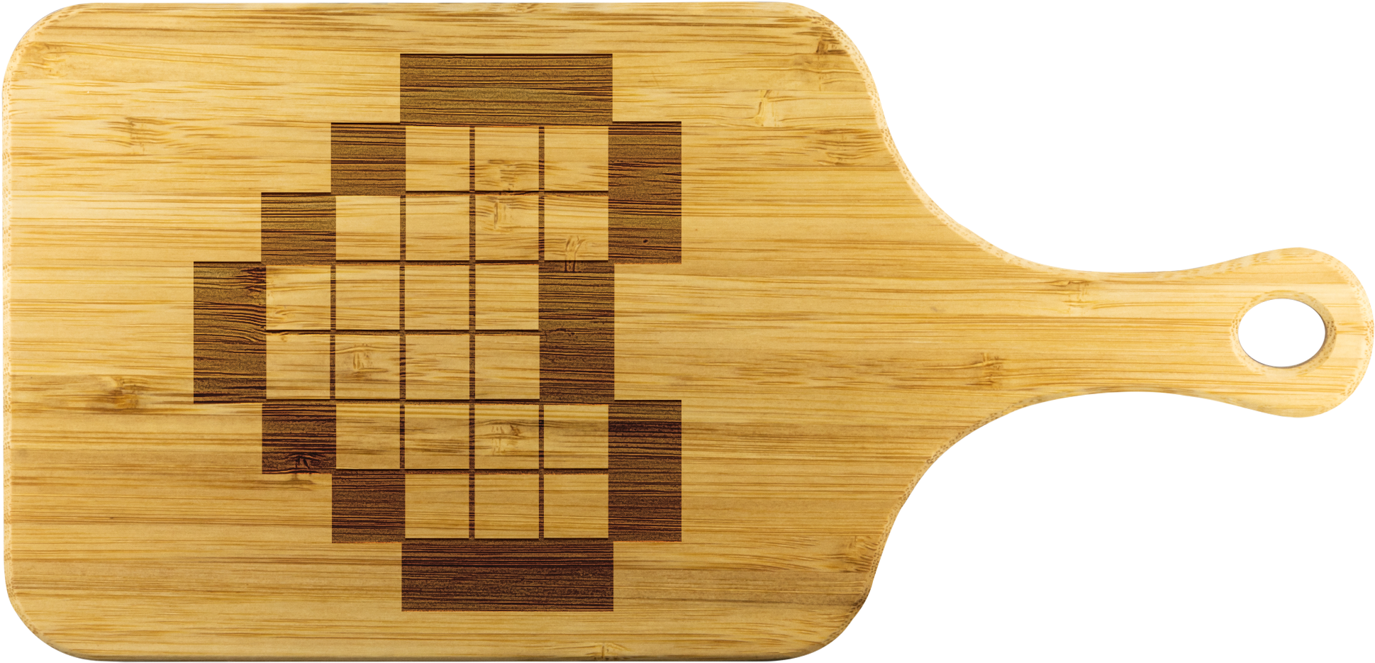 A Wooden Cutting Board With A Pattern On It