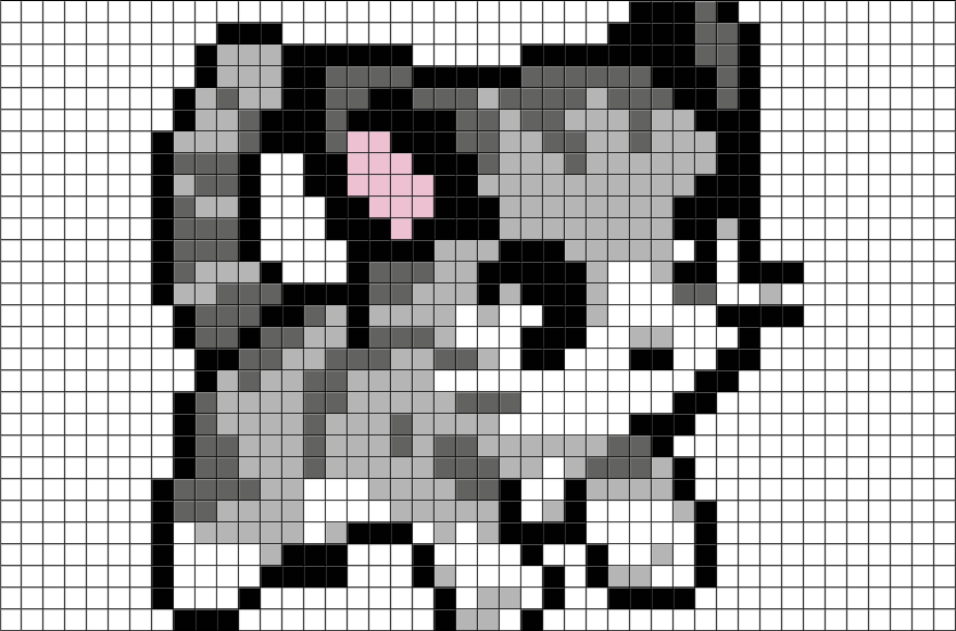 A Pixelated Cat With A Black Background