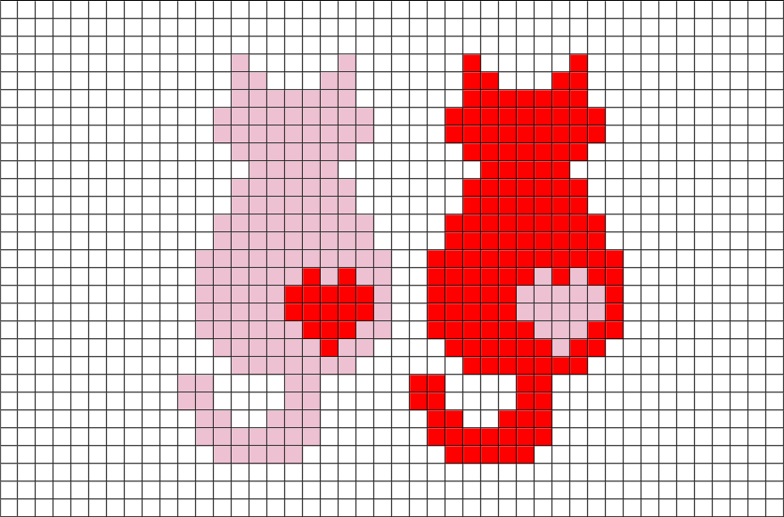 A Pixelated Cats With Heart