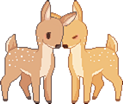 A Pixel Art Of Two Deer