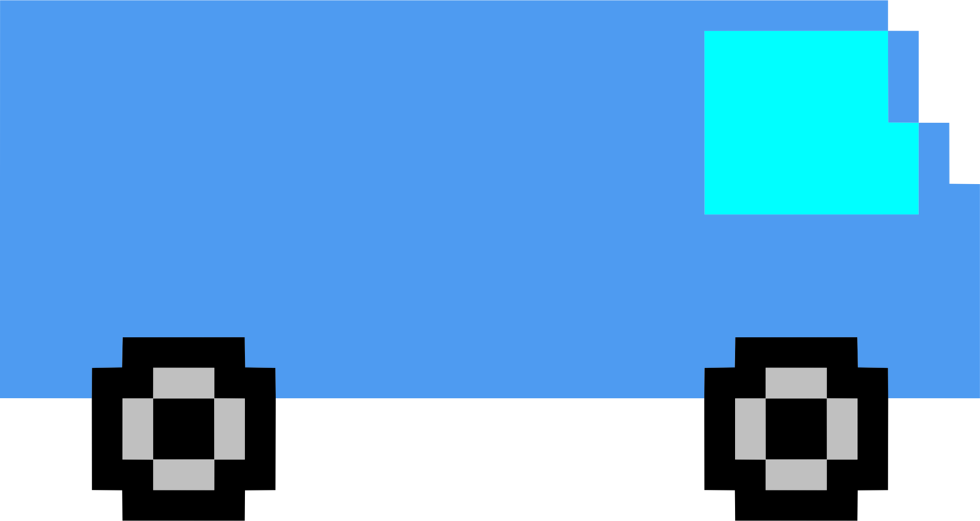 A Pixelated Car With A Blue Square