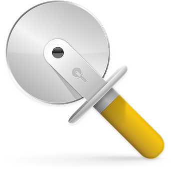A Pizza Cutter With A Yellow Handle