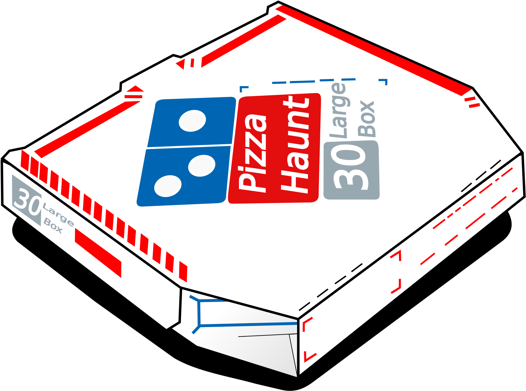 A White Pizza Box With A Logo On It