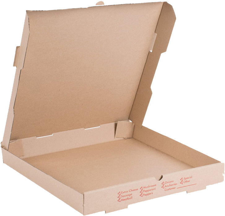 A Cardboard Pizza Box With A Lid Open